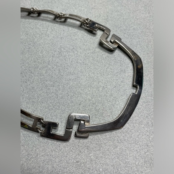 Erika Hult De Corral RIC Geometric AZTEC Sterling 925 17” Collar Necklace 6.75” - Picture 10 of 13